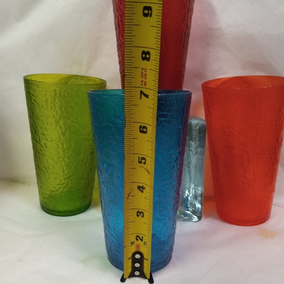 ACRYLIC Tumblers Set of 4 Glasses 20 oz Red, Blue, Orange, Green - Picture 6 of 8